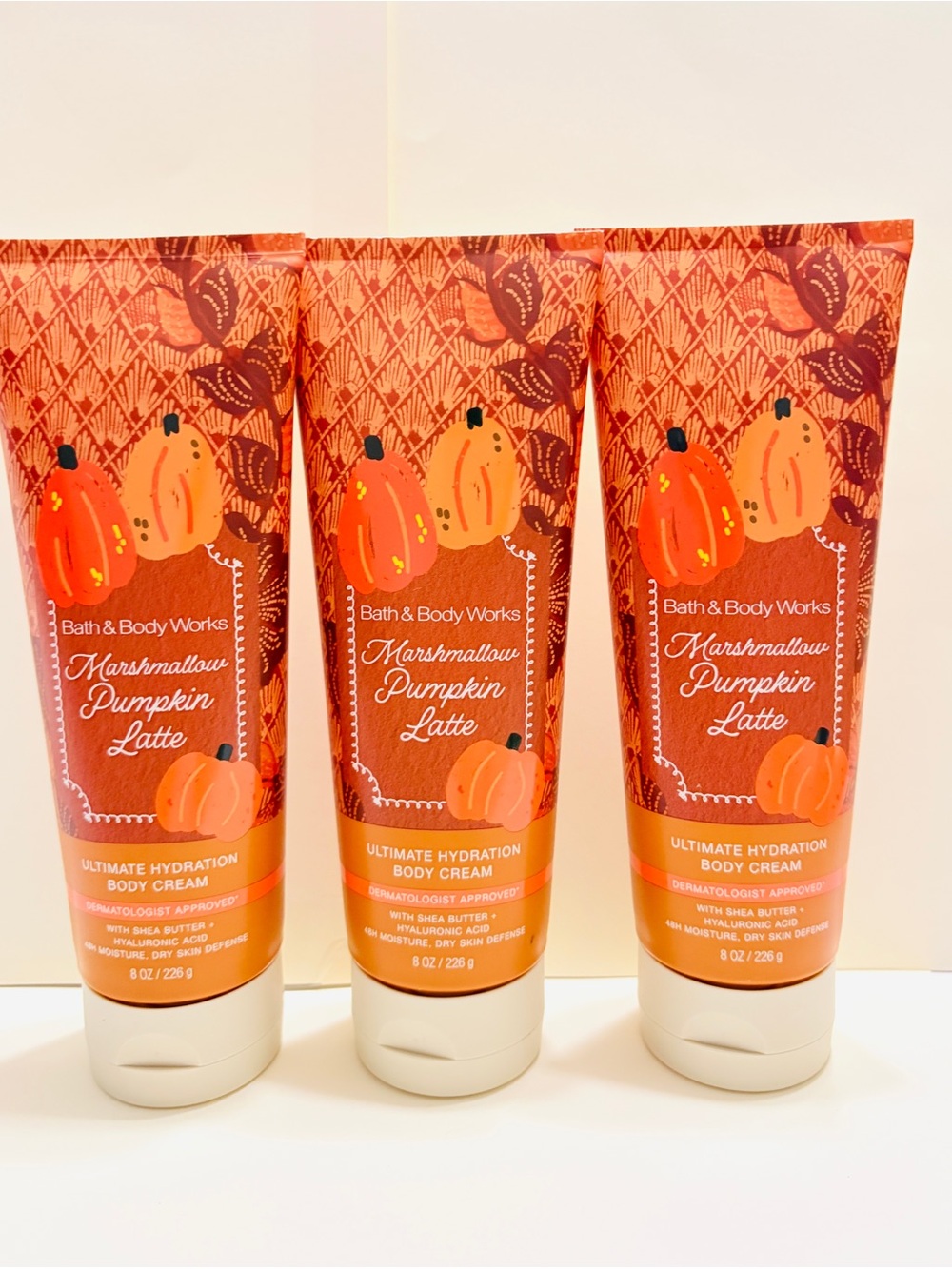 Bath & Body Works Marshmallow Pumpkin Latte Body Cream - Pack of 3 brand new